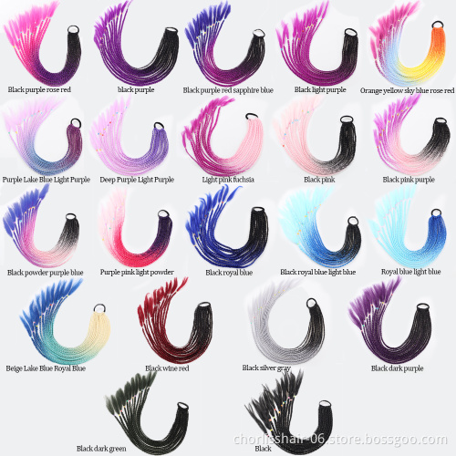 High Quality Best Selling 22 Inch Long Straight Mult-Color Rope Rubber Ban For Kids Ponytails Hair Extensions Synthetic
